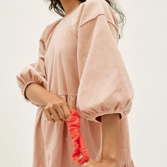 Everlane Tiered Corduroy Midi Dress 🌸 Petal Desert Pink Color 🌸 Small - Picture 2 of 4